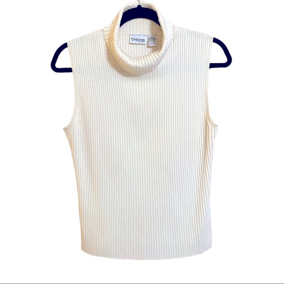 Chicos Tank Mock Neck Sweater 1  8-10 - Picture 1 of 5